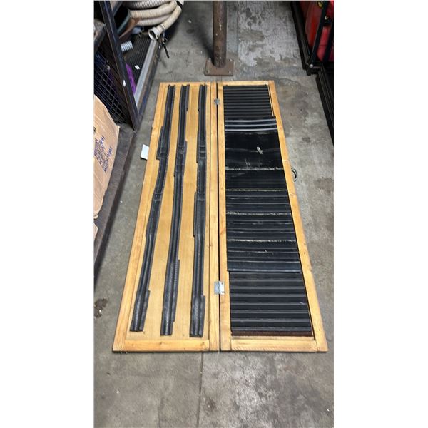 HINGED WOOD COVER: APPROX. 67" X 15" WHEN FOLDED