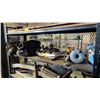 Image 1 : SHELF OF ASSORTED TOOLS: RIDGID DRAIN SNAKE, TOOL BAGS & CONTENTS, WINCH, HOLE SAW CUTTERS & MORE