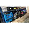 Image 1 : (4) LARGE TOTES & CONTENTS: AIR PUMP, PAINT SUPPLIES, SOCKET SET, FASTENERS & MORE