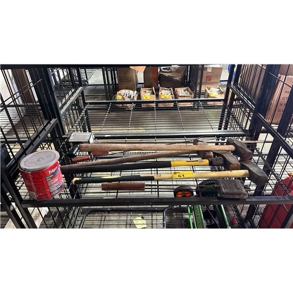 CAN OF NAILS, GOLDSPEAR, ASSORTED MALLETS, SLEDGE EYE MAULS, COUGHLANS CAMP COOKER & MORE
