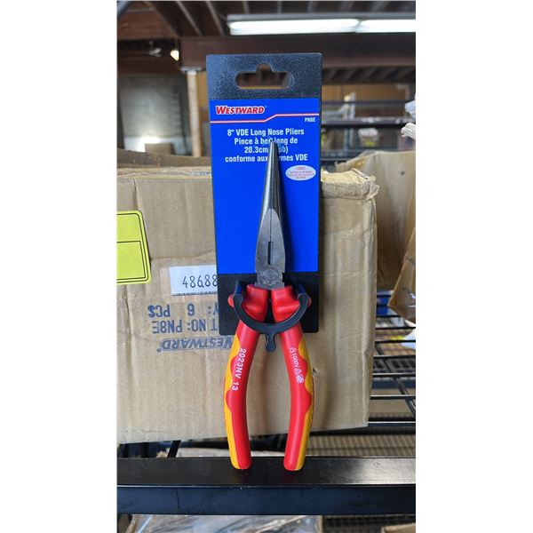 (5) BOXES OF *NEW* WESTWARD 8" VDE LONG NOSE PLIERS