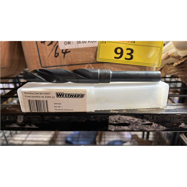 BOX OF *NEW* WESTWARD 43/64" PRENTICE DRILL BITS