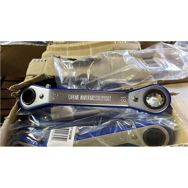 (11) BOXES OF *NEW* WESTWARD 16MM/18MM REVERSIBLE RATCHETING WRENCHES