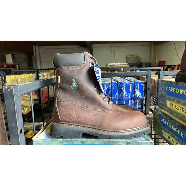 *NEW IN BOX* PAIR OF DAFFO MODE INDUSTRIALS MEN'S DW-908 DK. BROWN STEEL TOE WORK BOOTS: SIZE 10W