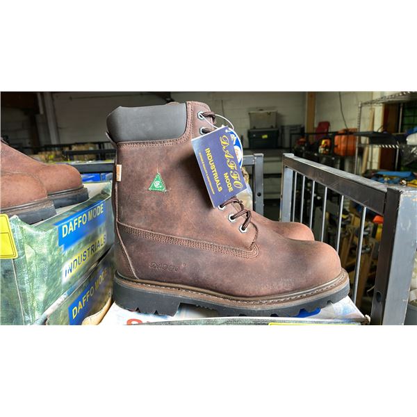 *NEW IN BOX* PAIR OF DAFFO MODE INDUSTRIALS MEN'S DW-908 DK. BROWN STEEL TOE WORK BOOTS: SIZE 12W
