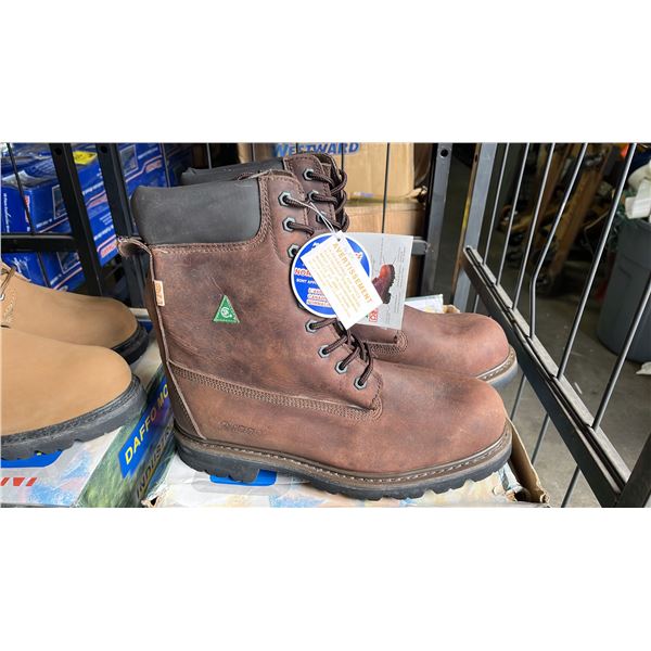 *NEW IN BOX* PAIR OF DAFFO MODE INDUSTRIALS MEN'S DW-908 DK. BROWN STEEL TOE WORK BOOTS: SIZE 13W