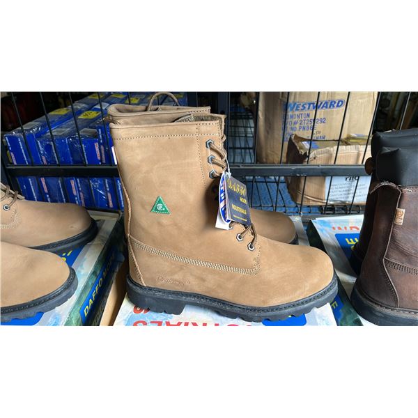 *NEW IN BOX* PAIR OF DAFFO MODE INDUSTRIALS MEN'S DW-121 TAN STEEL TOE WORK BOOTS: SIZE 13W