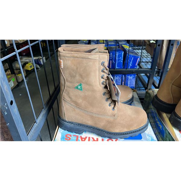 *NEW IN BOX* PAIR OF DAFFO MODE INDUSTRIALS MEN'S DW-121 TAN STEEL TOE WORK BOOTS: SIZE 11W