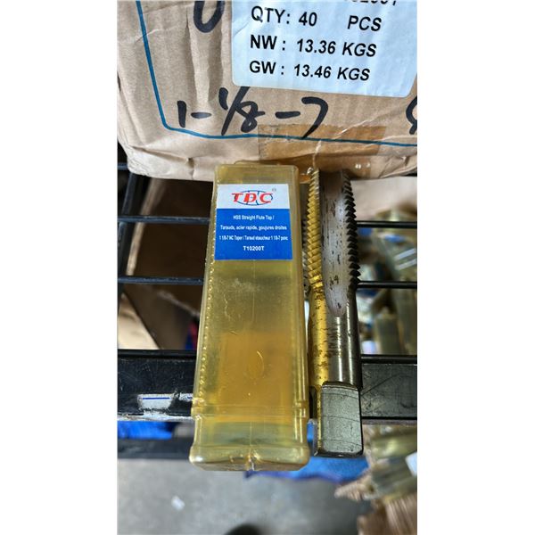 BOX OF *NEW* HSS STRAIGHT FLUTE TAPS: 1 1/8-7 NC TAPER/T10200T