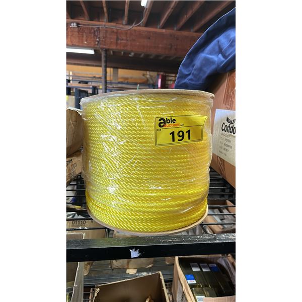SPOOL OF *NEW* WESTWARD 3 STRAND PROPYLENE ROPE: 1/4" X 1310' / NO. RP14YJ