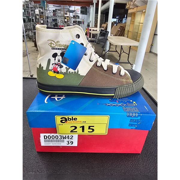 *NEW IN BOX* PAIR OF DISNEY HONG KONG SIZE 39 OLIVE & TAN HIGH TOP SNEAKERS