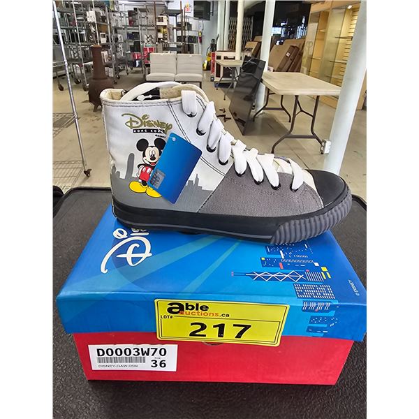 *NEW IN BOX* PAIR OF DISNEY HONG KONG SIZE 36 GREY & WHITE HIGH TOP SNEAKERS