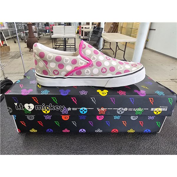*NEW IN BOX* PAIR OF DISNEY SIZE 36 GREY W/ PINK & WHITE POLKA DOTS "IT'S MICKEY" SNEAKERS