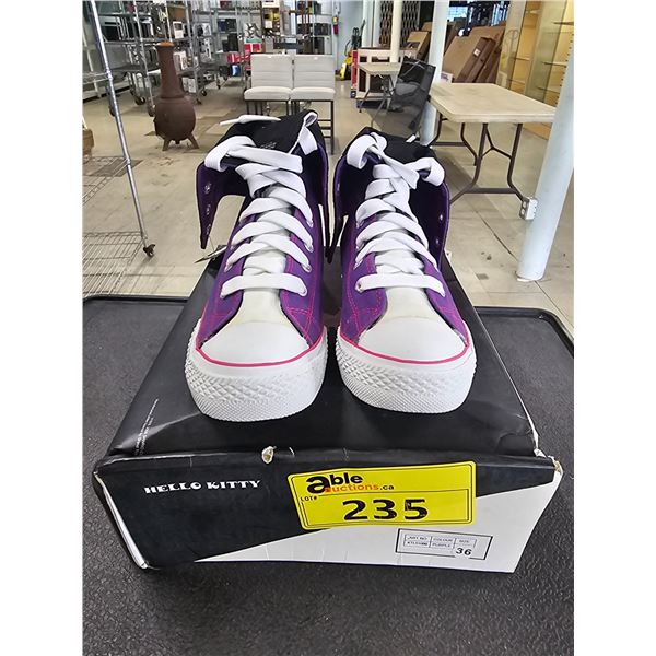 *NEW IN BOX* PAIR OF SIZE 36 PURPLE HELLO KITTY HIGH TOP SNEAKERS