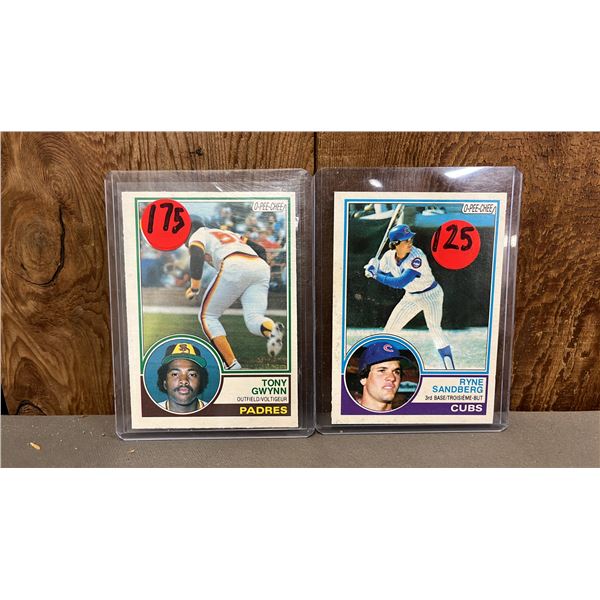 1983 O-PEE-CHEE #143 TONY GWYNN & #83 RYNE SANDBERG BASEBALL CARDS