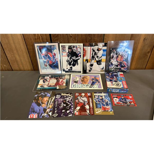 (11) ASSORTED WAYNE GRETZKY POSTCARDS & JUMBO CARDS & UPPER DECK WAYNE GRETZKY RETIREMENT CARD SET