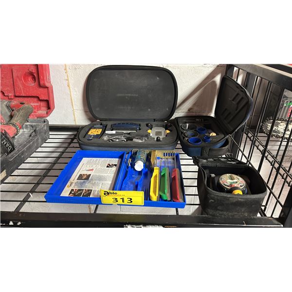 GATCO KNIFE SHARPENING KIT, MASTERCRAFT LASER LEVEL KIT, AIRGRIP LASER LEVEL & IRWIN HOLE SAW KIT