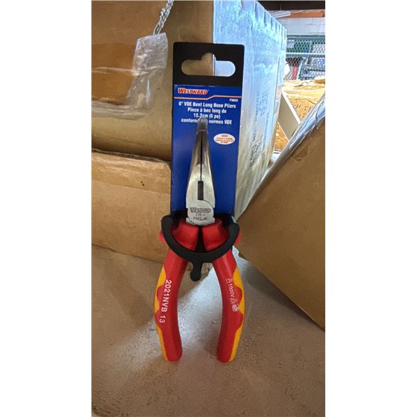 CASE OF *NEW* WESTWARD 6" VDE BENT LONG NOSE PLIERS