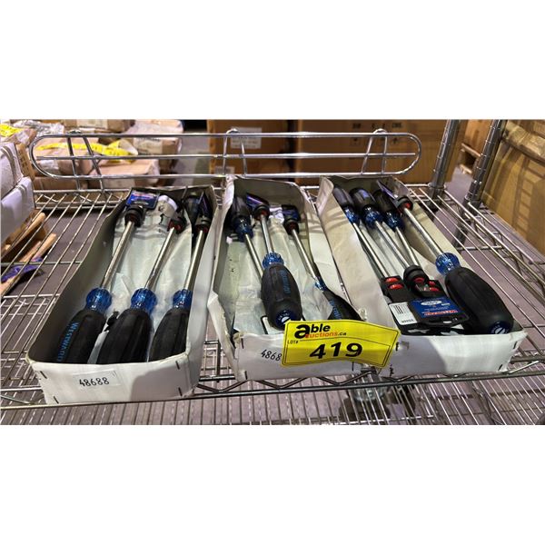 (3) BOXES OF *NEW* WESTWARD 8" SHANK 3/8" SLOTTED SCREWDRIVERS