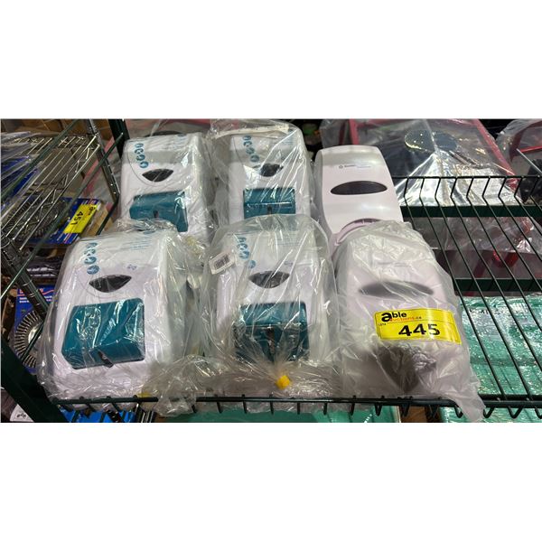 (6) *NEW* ASSORTED WALL MOUNT SOAP DISPENSERS