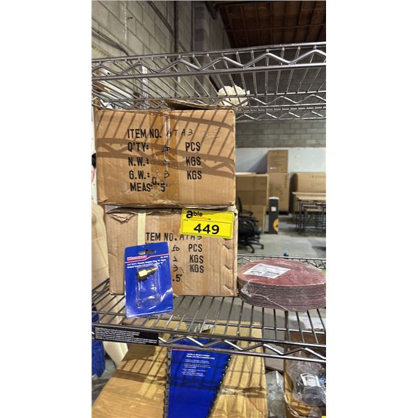 (2) BOXES OF *NEW* WESTWARD 1/4" FEMALE A STYLE COUPLER PLUGS & *NEW* COATED ABRASIVE FIBRE DISCS