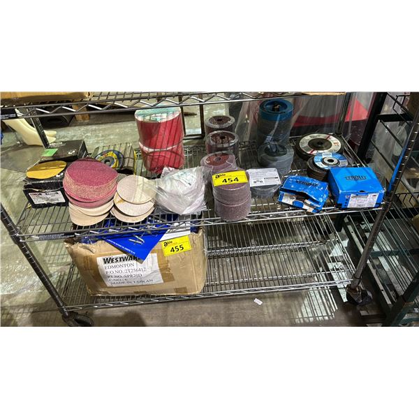 SHELF OF ASSORTED *NEW* SANDING & GRINDING DISCS