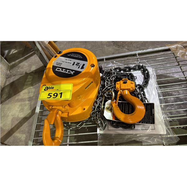 *NEW* KITO 1-1/2" TON CHAIN HOIST