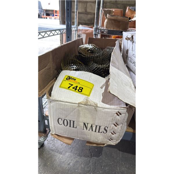BOX OF *NEW* WIRE COLLATED COIL NAILS: 2" X .099 SCREW