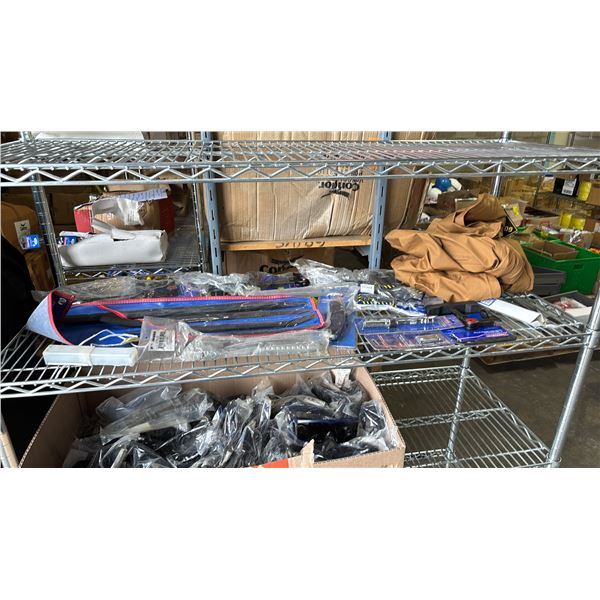 SHELF OF ASSTD. *NEW* WESTWARD TOOLS & A *NEW* SIZE L GOR-TEX COVERALLS