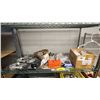 Image 1 : SHELF OF ASSORTED ITEMS INCLUDING VEVOR PERMANENT MAGNETIC LIFTER, 3/4 INCH MANUAL UNLEAD NOZZLE