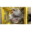Image 2 : SHELF OF ASSORTED ITEMS INCLUDING CABLE TIE ZAP STRAPS, HEAVY DUTY 24'' ADJUSTABLE WRENCH AND MORE