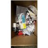 Image 1 : BOX OF ASSORTED ITEMS INCLUDING NIGHT RIDER  WORK LIGHTS , ZIP TIES AND MORE