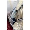 Image 2 : PALLET OF ASSTD. ITEMS: METAL SHELVING UNIT PCS, CLOTHES DRYING RACK, PATIO UMBRELLAS & MORE