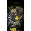 Image 3 : SHELF OF ASSORTED ITEMS INCLUDING POWER TOOL STORAGE RACK , CRATE OF TIE-DOWN SLINGS AND MORE