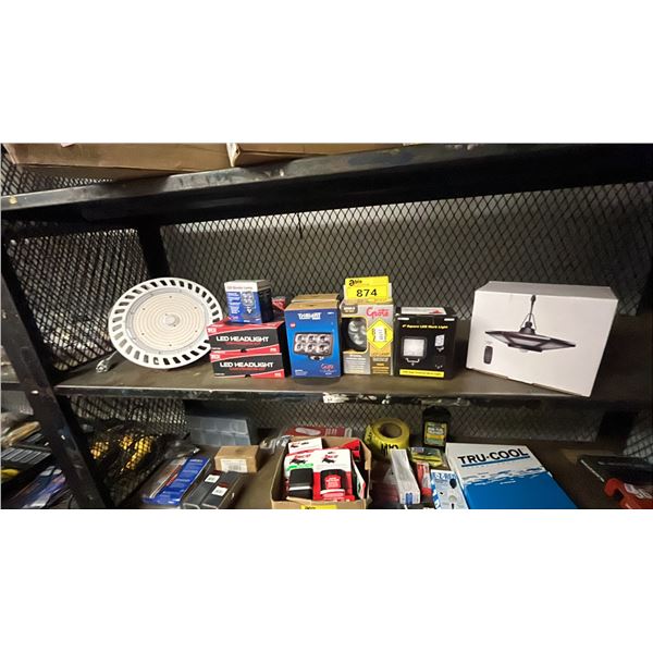 SHELF OF ASSORTED LED LIGHTS