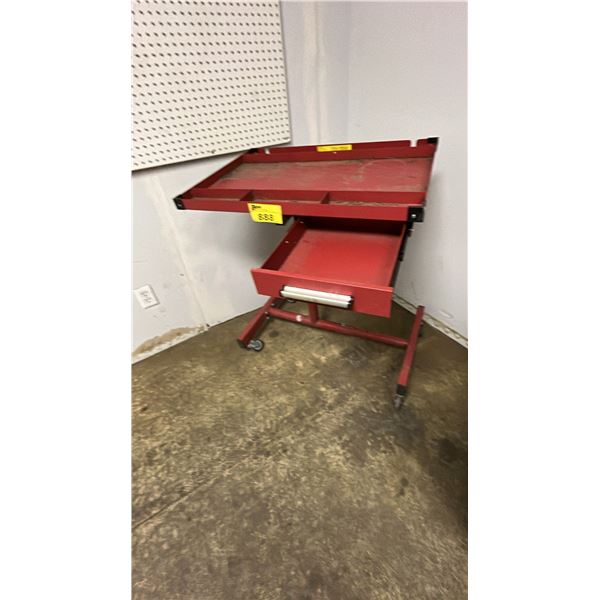 RED HEAVY DUTY STEEL MOBILE WORK TABLE