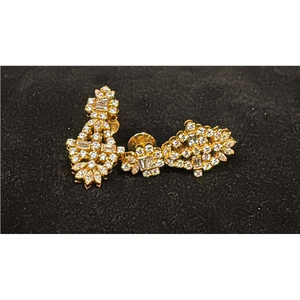 PAIR APPROX 20K+ EARRINGS SET WITH DIAMONDS (.0225-.03CT, 13.5G)