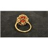 Image 3 : APPROX 14K LADIES RING SET WITH RED CORAL & DIAMONDS (.02-.025CT, 5.6G)