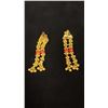 Image 1 : PAIR APPROX 22K EARRINGS SET WITH ORANGE BEADS (10.8G)