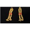 Image 2 : PAIR APPROX 22K EARRINGS SET WITH ORANGE BEADS (10.8G)