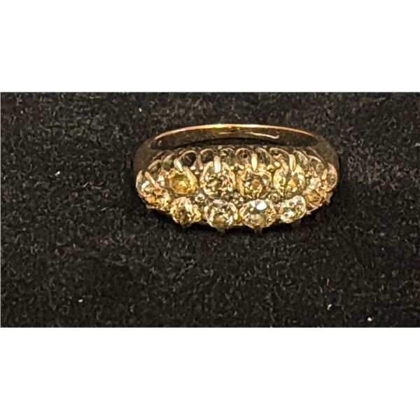 APPROX 9K LADIES RING SET WITH WHITE STONE AND DIAMONDS (.12-.18CT, 5.8G)