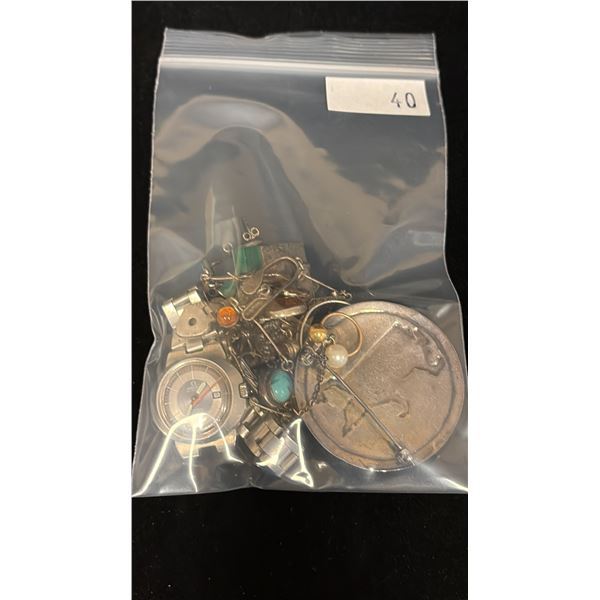 MISC JEWELRY (1G GOLD & 70.4G SILVER CONTENT)