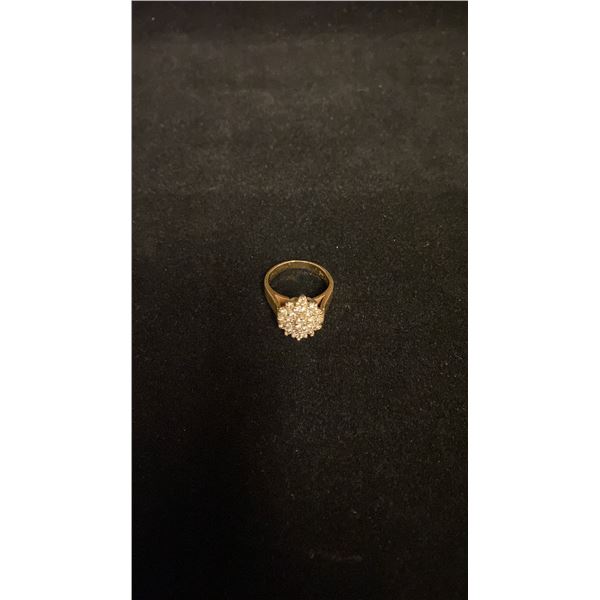 APPROX 14K LADIES CLUSTER RING SET WITH DIAMONDS (.015-.04 CT) (4.5G)
