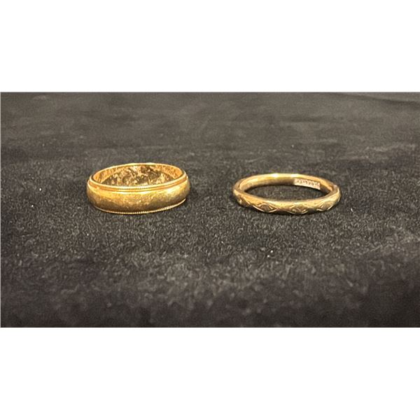 APPROX 14K LADIES WEDDING RING & APPROX 9K LADIES WEDDING RING (6G)