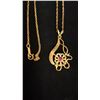 Image 2 : APPROX 14K CHAIN (17") WITH APPROX 14K PENDANT SET WITH RED STONE (4G)