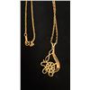Image 3 : APPROX 14K CHAIN (17") WITH APPROX 14K PENDANT SET WITH RED STONE (4G)
