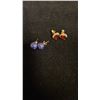 Image 1 : PAIR APPROX 14K EARRINGS SET WITH GARNETS & PAIR APPROX 10K SODALITE BEAD EARRINGS (3.7G)