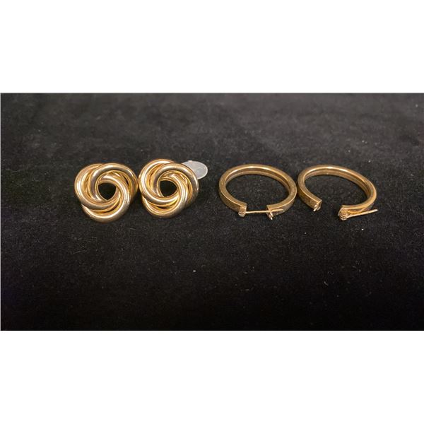 TWO PAIRS APPROX 10K EARRINGS (8.3G)