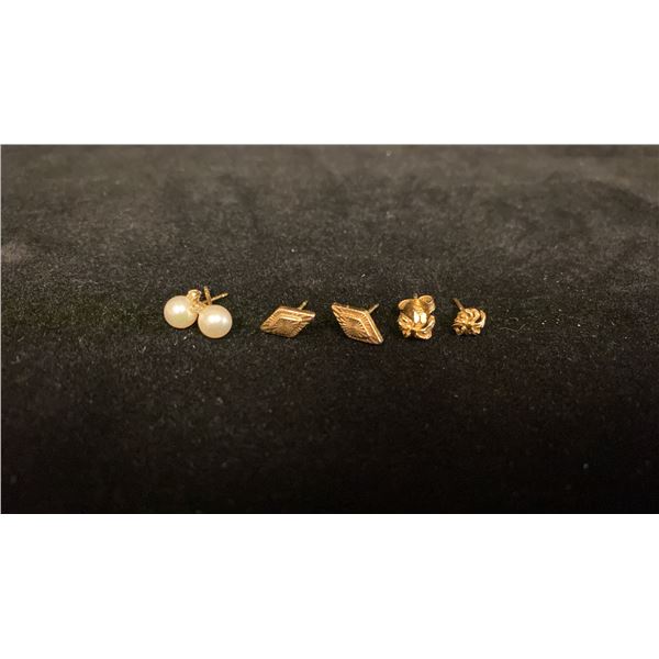 THREE PAIRS APPROX 10K+ EARRINGS WITH ASSORTED SETTINGS (1.7G)