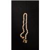 Image 1 : PEARL NECKLACE (14") WITH JADEITE SETTINGS & APPROX 14K CLASP (7G)